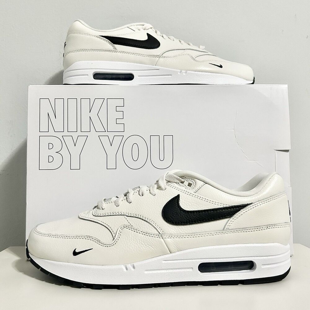 Nike By You Air Max 1 Men’s Size 11 White Sail Black Comfort Cushioned Sneakers